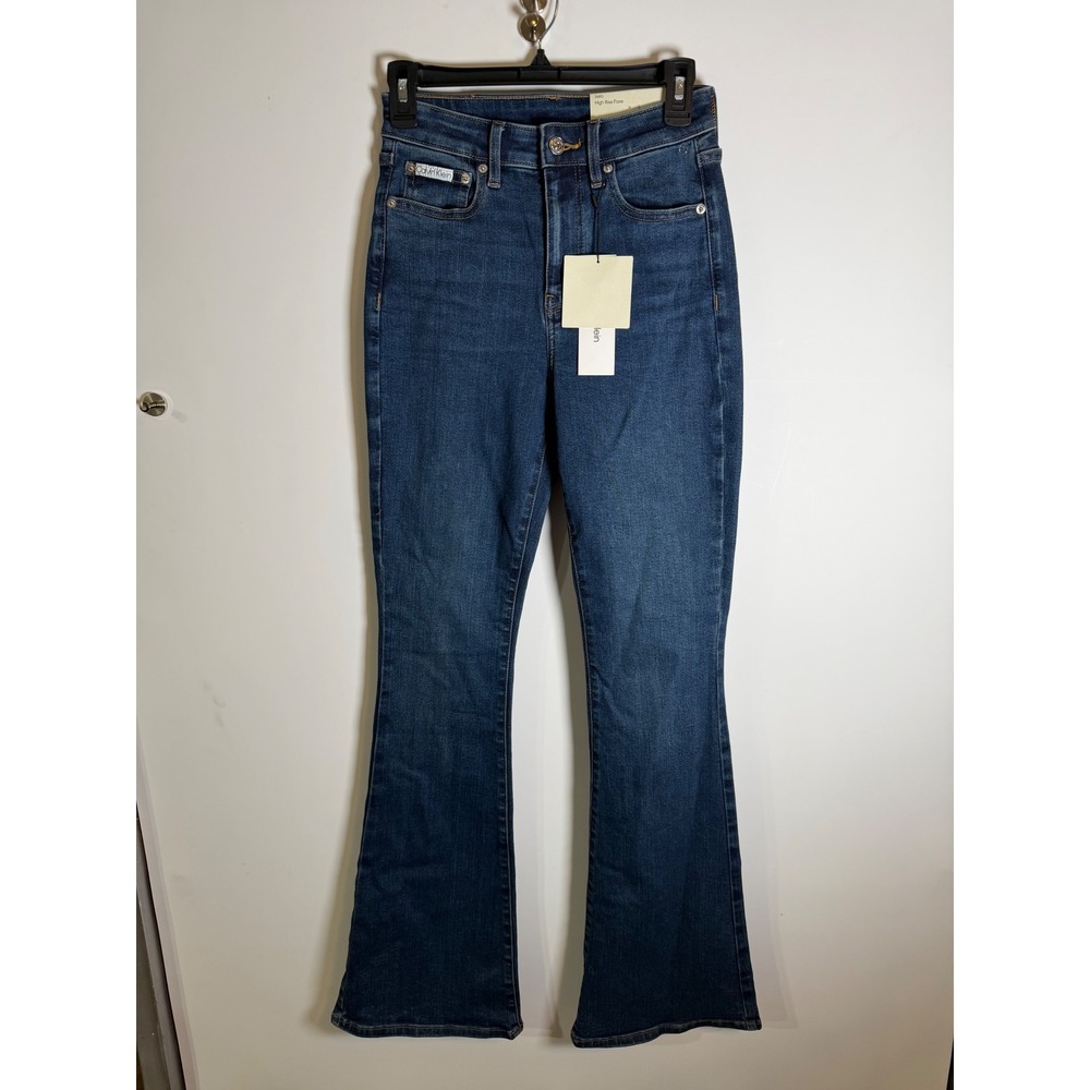 NWT Calvin Klein‎ Jeans Womens High Rise Flare Dark Wash Denim 26R NEW